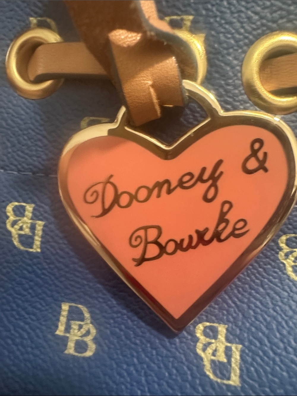 Dooney & Bourke Mini Blue and Tan Logo Satchel - Picture 10 of 10